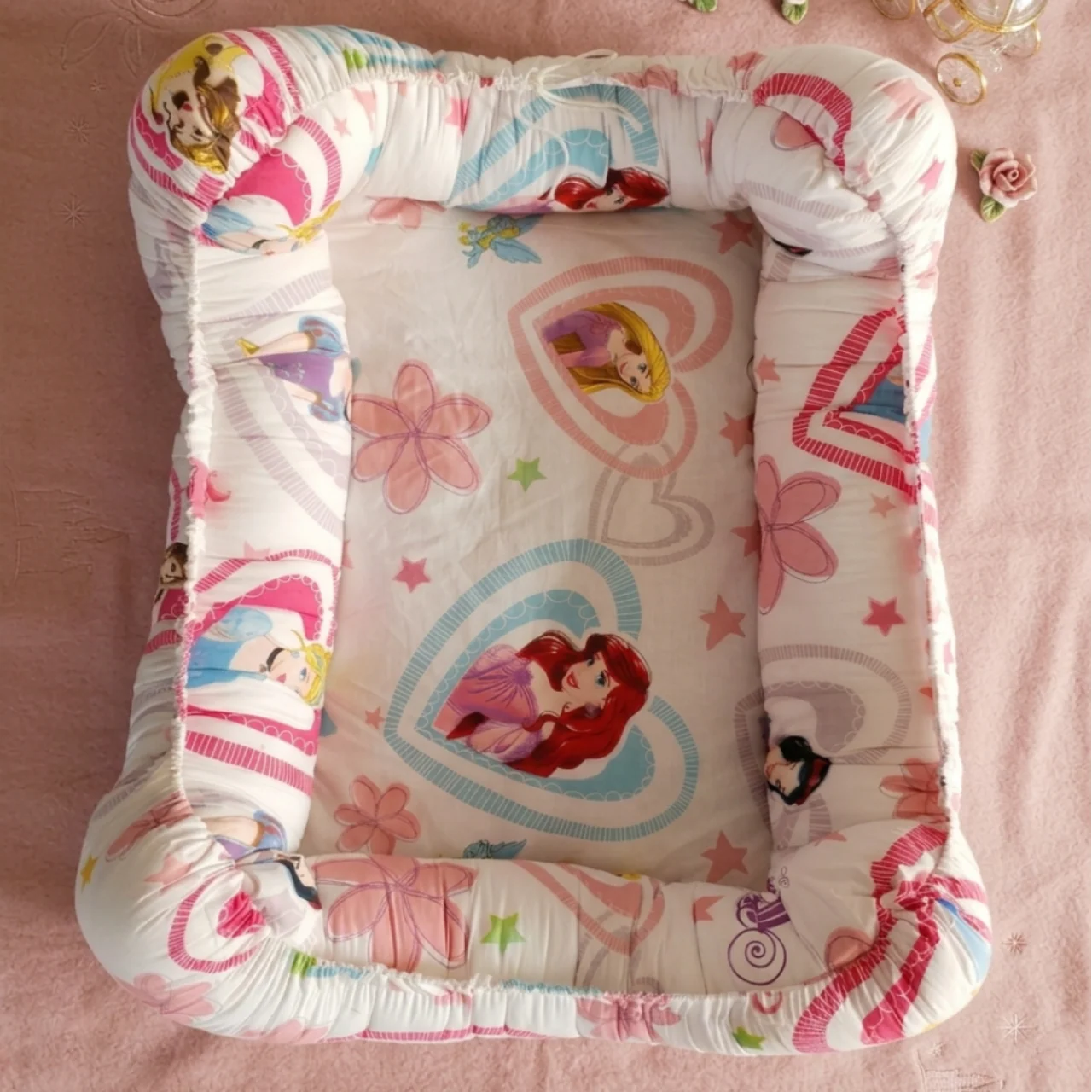 Princess Print Baby Nest Lounger | Soft & Comfortable Newborn Sleeping Bed