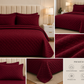 Luxury Quilted Bedspread Set – Maroon | Soft & Elegant Diamond Stitch Bedding